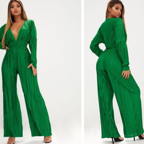 emerald green jumpsuit long sleeve